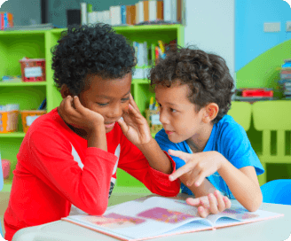 little boy looking at the kid