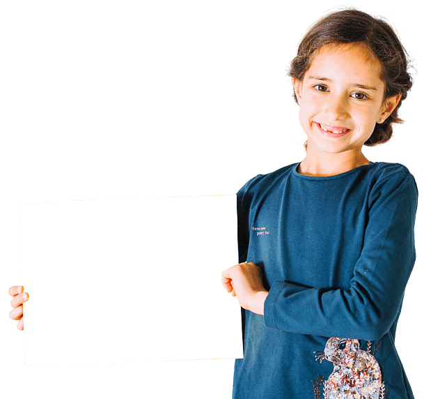 little girl holding a behavior chart