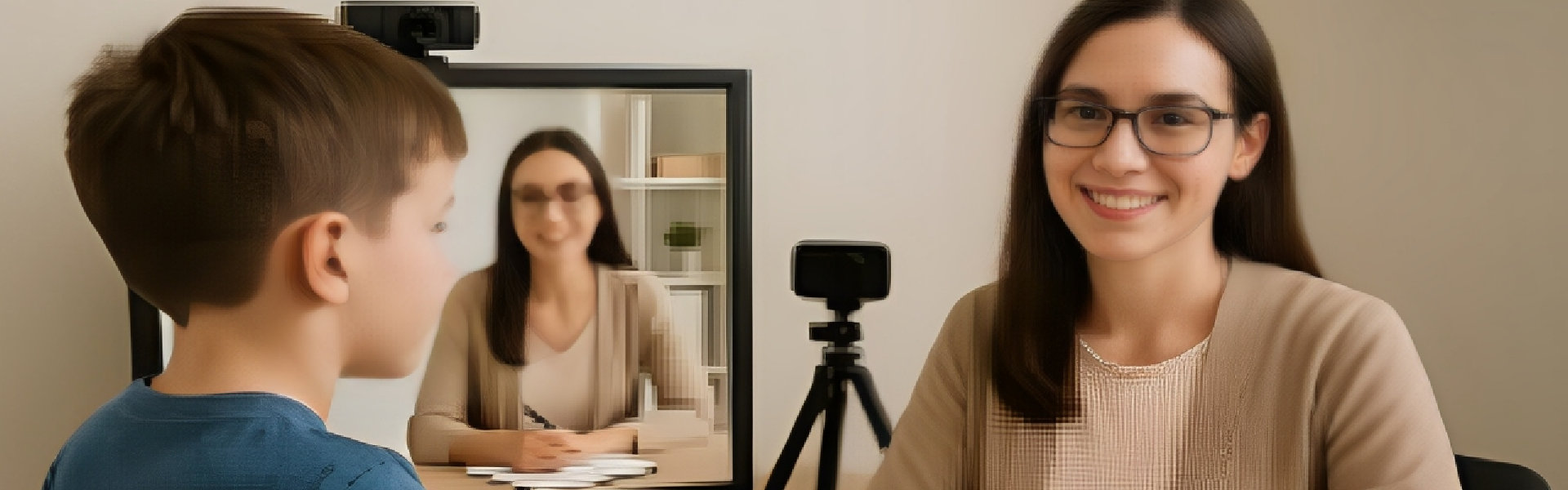 Woman talking to a child